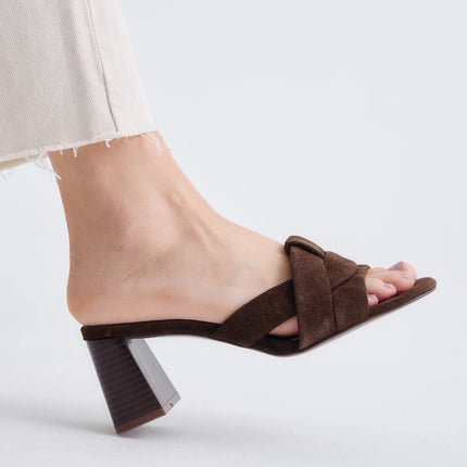 Exe Sandalo Sabot Donna con Tacco Alto in Camoscio Testa di Moro VENETO 576 BROWN Exe 