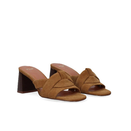 Exe Sandalo Sabot Donna con Tacco Alto in Camoscio Cuoio VENETO 576 TAN Exe 