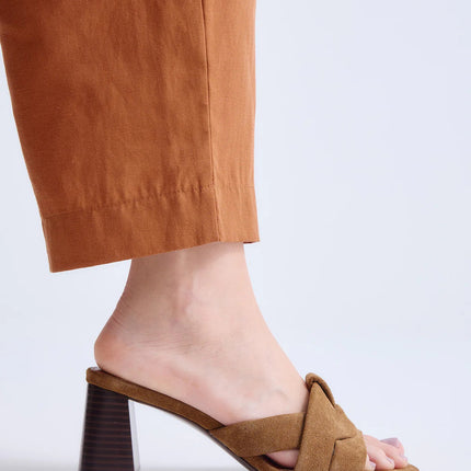 Exe Sandalo Sabot Donna con Tacco Alto in Camoscio Cuoio VENETO 576 TAN Exe 