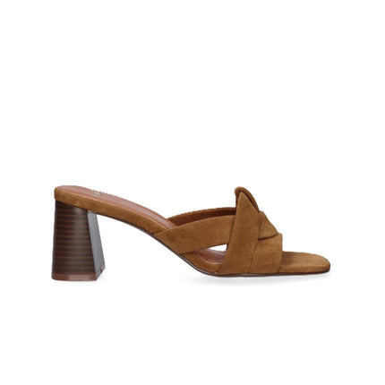 Exe Sandalo Sabot Donna con Tacco Alto in Camoscio Cuoio VENETO 576 TAN Exe 
