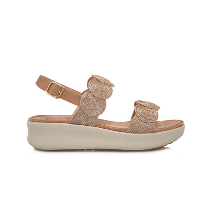 Exe Sandli Confort Donna con Zeppa Laminato Champagne ZFB1951-H21 LAMINATO Exe 