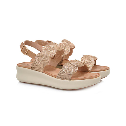 Exe Sandli Confort Donna con Zeppa Laminato Champagne ZFB1951-H21 LAMINATO Exe 