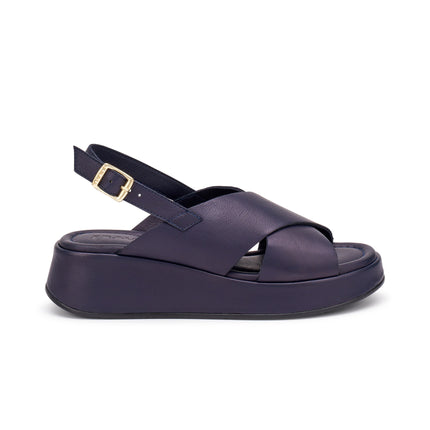 Frau Sandali con Zeppa Donna in Pelle Blu 04M4 NAPPA BLU Frau 