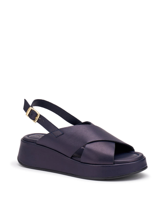 Frau Sandali con Zeppa Donna in Pelle Blu 04M4 NAPPA BLU Frau 
