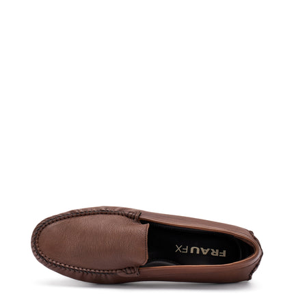 Frau Mocassino Car Shoe Barca Uomo in Pelle Marrone Legno 12M0 LEGNO Frau 