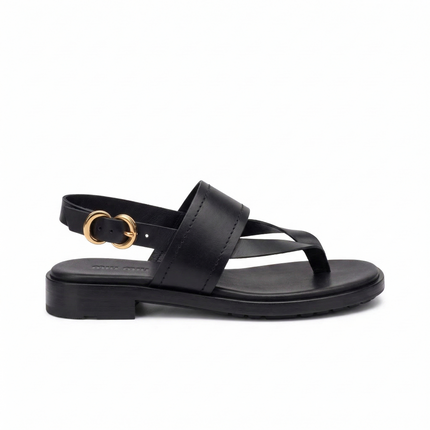 Frau Sandali Infradito Basso Donna in Pelle Nero 87M4 LONDON BLACK Frau 