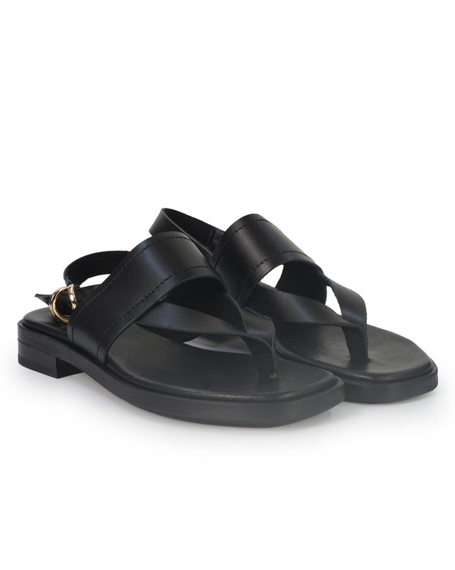 Frau Sandali Infradito Basso Donna in Pelle Nero 87M4 LONDON BLACK Frau 