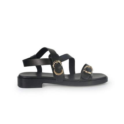 Frau Sandalo Basso Donna in Pelle Nera 87M6 LONDON BLACK Frau 