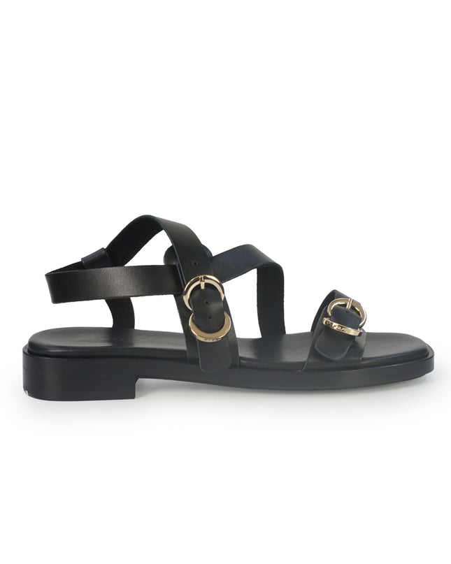 Frau Sandalo Basso Donna in Pelle Nera 87M6 LONDON BLACK Frau 