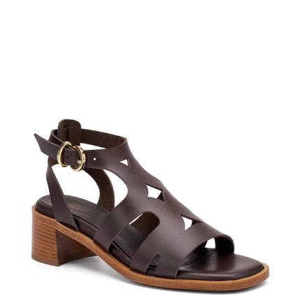 Frau Sandalo Gladiatore Donna con Tacco in Pelle Marrone 93M9 MORO LONDON Frau 
