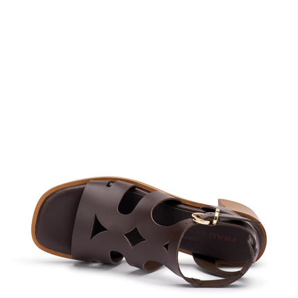 Frau Sandalo Gladiatore Donna con Tacco in Pelle Marrone 93M9 MORO LONDON Frau 