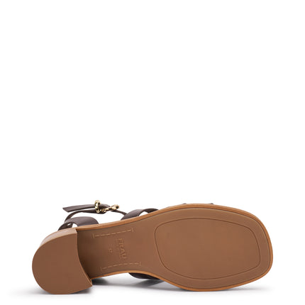Frau Sandalo Gladiatore Donna con Tacco in Pelle Marrone 93M9 MORO LONDON Frau 