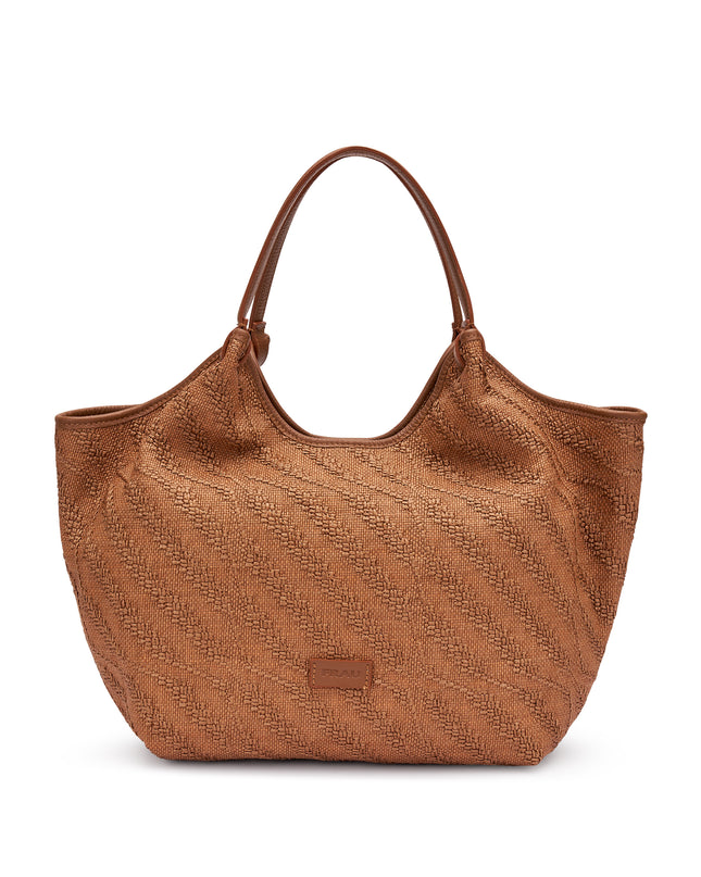 Frau Borsa Donna Shopper con Tracolla in Pelle e Tessuto Caramello B356 EAR Frau 