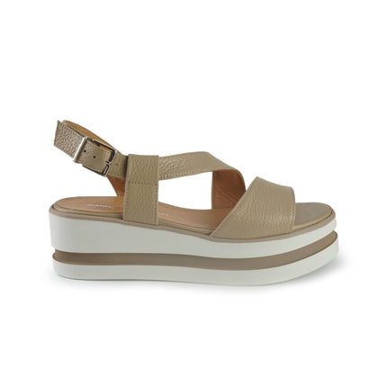 Gianmarco Sorelli Sandalo Donna Platform con Zeppa in Pelle Beige 1998 XARA FANGO Gianmarco Sorelli 