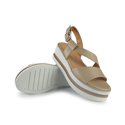 Gianmarco Sorelli Sandalo Donna Platform con Zeppa in Pelle Beige 1998 XARA FANGO Gianmarco Sorelli 