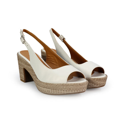 Gianmarco Sorelli Sandalo Donna con Tacco e Plateau in Pelle Bianca 2099 G60 NUVOLA Gianmarco Sorelli 