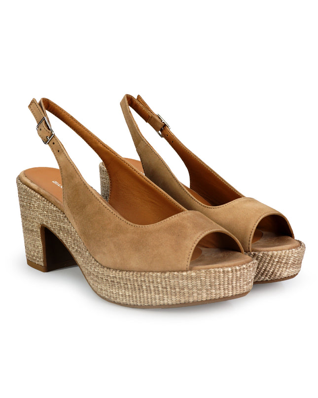 Gianmarco Sorelli Sandalo Donna con Tacco e Plateau in Camoscio Beige 2099 G60 SANDALO Gianmarco Sorelli 