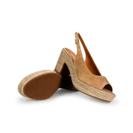 Gianmarco Sorelli Sandalo Donna con Tacco e Plateau in Camoscio Beige 2099 G60 SANDALO Gianmarco Sorelli 