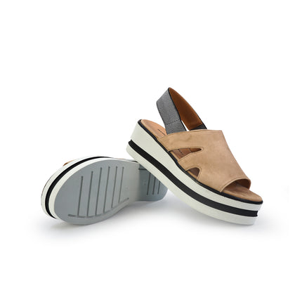 Gianmarco Sorelli Sandalo Donna Platform con Zeppa in Camoscio Beige 2101 XARA SANDALO Gianmarco Sorelli 