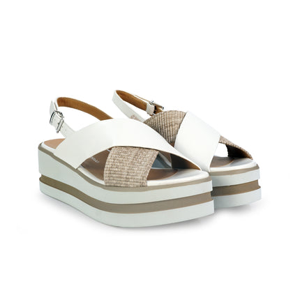 Gianmarco Sorelli Sandalo Donna Platform con Zeppa in Pelle Bianca Noce 2153 XARA NOCE Gianmarco Sorelli 