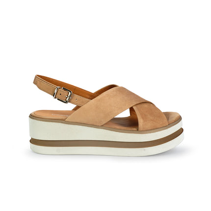 Gianmarco Sorelli Sandalo Donna Platform con Zeppa in Camoscio Beige 2153 XARA SANDALO Gianmarco Sorelli 