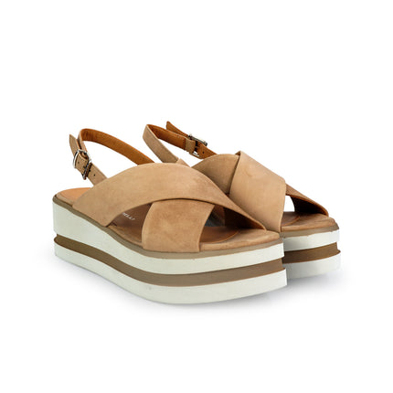 Gianmarco Sorelli Sandalo Donna Platform con Zeppa in Camoscio Beige 2153 XARA SANDALO Gianmarco Sorelli 
