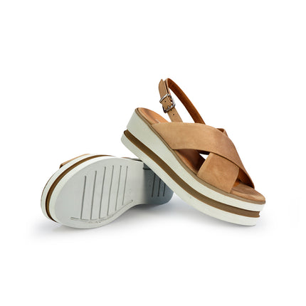 Gianmarco Sorelli Sandalo Donna Platform con Zeppa in Camoscio Beige 2153 XARA SANDALO Gianmarco Sorelli 