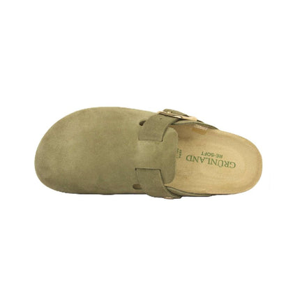Grunland Sandali Plantare Morbido Sughero Bio Donna in Camoscio Verde CB2609 SARA OLIVA Grunland 