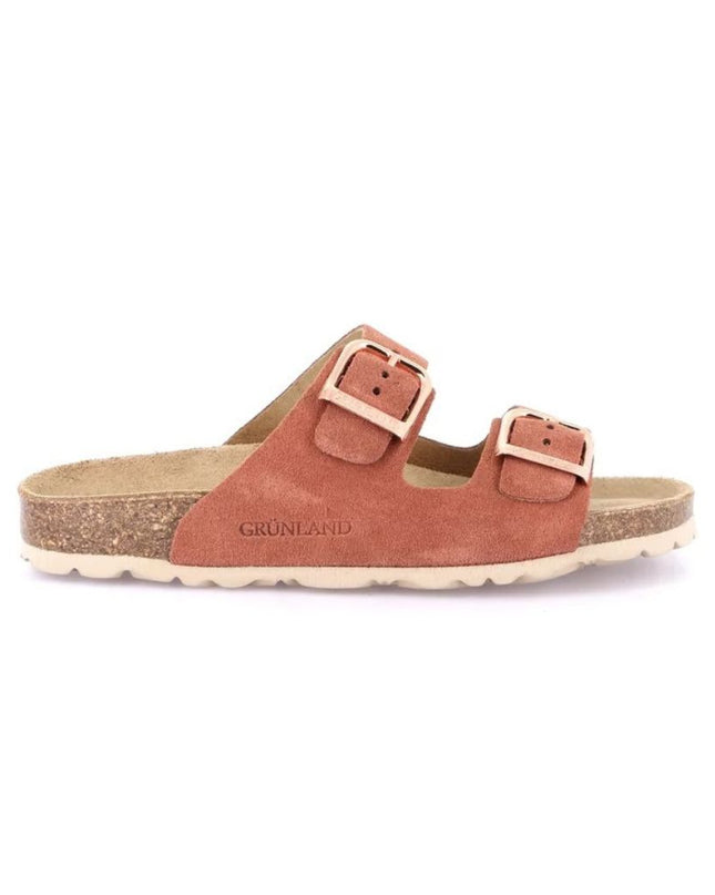 Grunland Sandali Doppia Fibbia Plantare Morbido Sughero Bio Donna in Camoscio Mattone CB2631 SARA MATTONE Grunland 