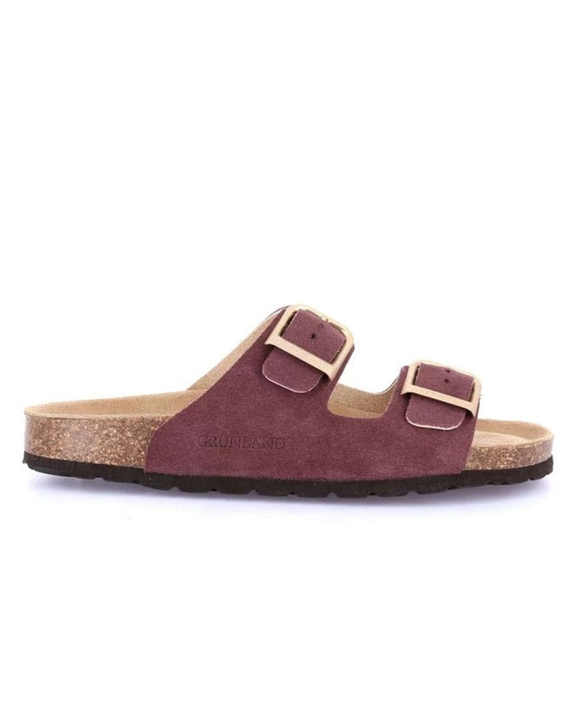 Grunland Sandali Doppia Fibbia Plantare Morbido Sughero Bio Donna in Camoscio Vinaccia CB2631 SARA VINACCIA Grunland 