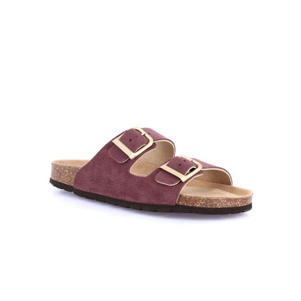 Grunland Sandali Doppia Fibbia Plantare Morbido Sughero Bio Donna in Camoscio Vinaccia CB2631 SARA VINACCIA Grunland 