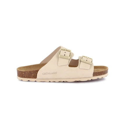 Grunland Sandali Doppia Fibbia Plantare Morbido Sughero Bio Donna in Nabuk  Panna CB6003 SARA PANNA Grunland 