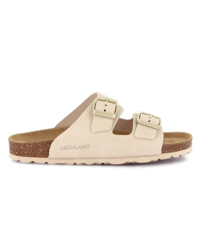 Grunland Sandali Doppia Fibbia Plantare Morbido Sughero Bio Donna in Nabuk  Panna CB6003 SARA PANNA Grunland 