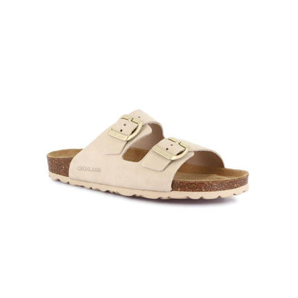 Grunland Sandali Doppia Fibbia Plantare Morbido Sughero Bio Donna in Nabuk  Panna CB6003 SARA PANNA Grunland 