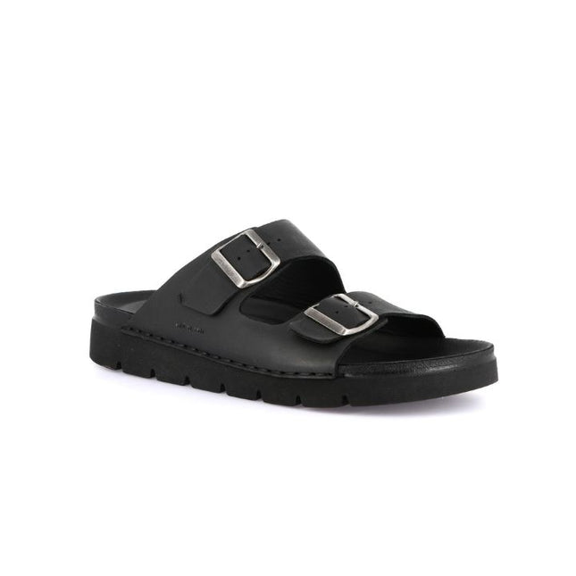 Grunland Sandali Uomo Doppia Fibbia in Pelle Nera CI3095 LERO NERO Grunland 