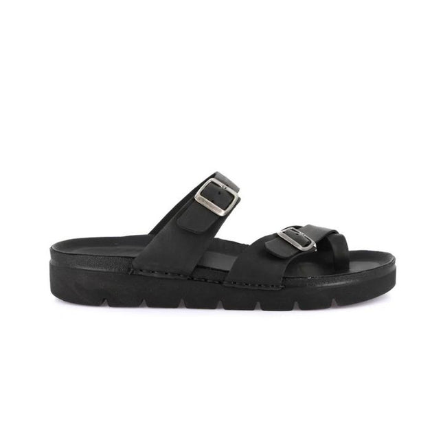Grunland Sandali Infradito Uomo Doppia Fibbia in Pelle Nera CI3097 LERO NERO Grunland 