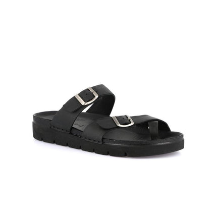 Grunland Sandali Infradito Uomo Doppia Fibbia in Pelle Nera CI3097 LERO NERO Grunland 