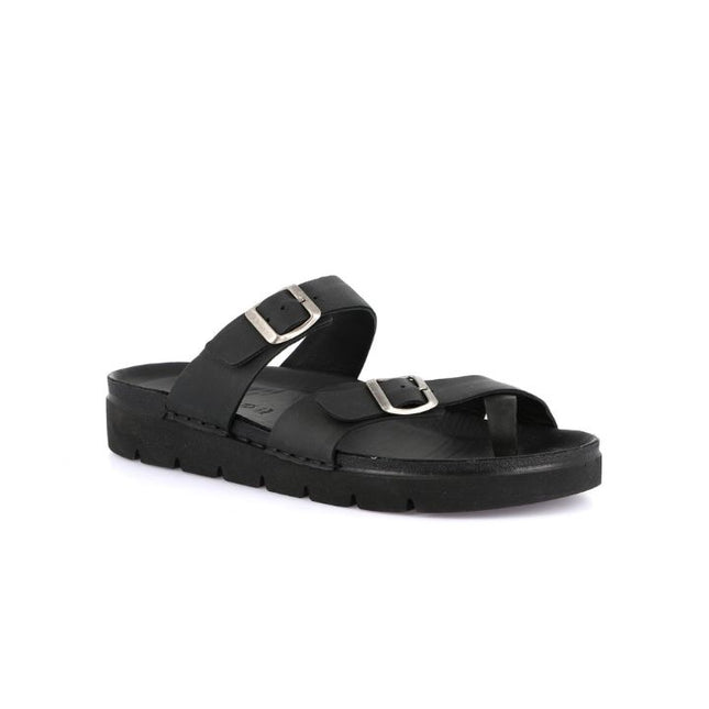 Grunland Sandali Infradito Uomo Doppia Fibbia in Pelle Nera CI3097 LERO NERO Grunland 
