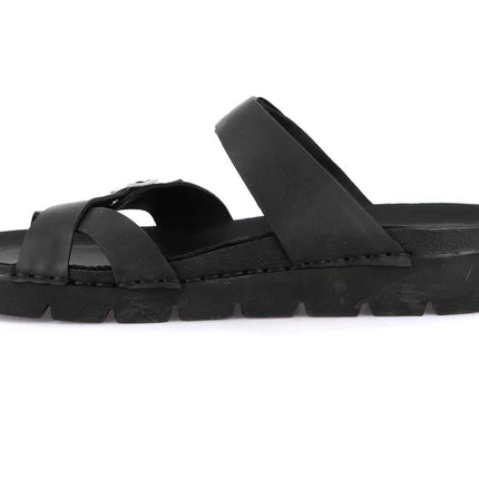 Grunland Sandali Infradito Uomo Doppia Fibbia in Pelle Nera CI3097 LERO NERO Grunland 