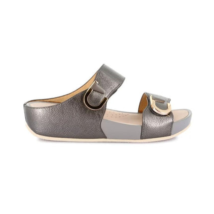 Grunland Sandalo Donna Ciabatta Confort con Velcro in Tessuto Antracite CI3117 DIRA ANTRACITE Grunland 