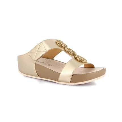 Grunland Sandalo Donna Ciabatta Confort con Velcro in Tessuto Platino CI3122 DIRA LAMINATO Grunland 