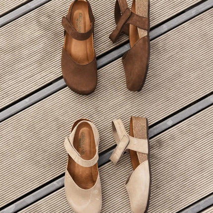 Grunland Sandali Chiusi con Plantare Sughero Bio Donna in Nabuk Marrone SB2412 LEFT MARRONE Grunland 