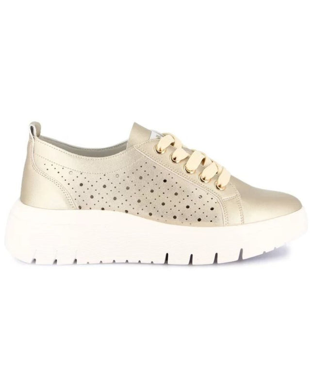 Grunland Sneakers Traforata Donna in Ecopelle Platino SC6180 SEVA LAMINATO Grunland 