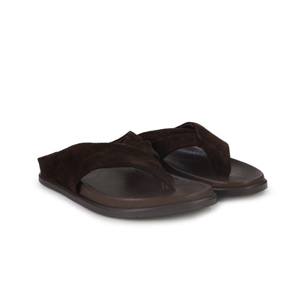 Inuovo Sandalo Infradito Donna con Plantare Anatomco in Camoscio Mogano Moro 36007 SUEDE Inuovo 
