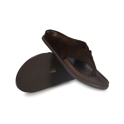 Inuovo Sandalo Infradito Donna con Plantare Anatomco in Camoscio Mogano Moro 36007 SUEDE Inuovo 