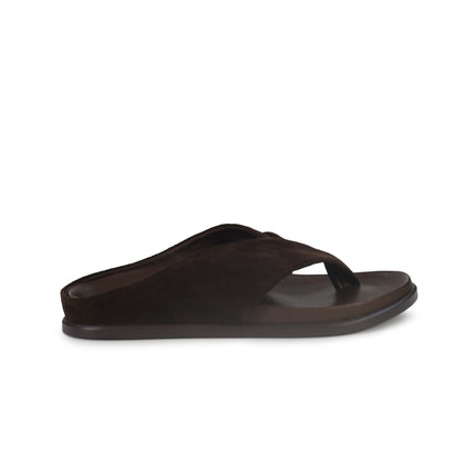 Inuovo Sandalo Infradito Donna con Plantare Anatomco in Camoscio Mogano Moro 36007 SUEDE Inuovo 