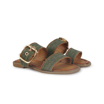 Jeep Sandalo Flat Donna in Tessuto Verde Militare BILOXI SANDAL MILITARY Jeep Footwear 