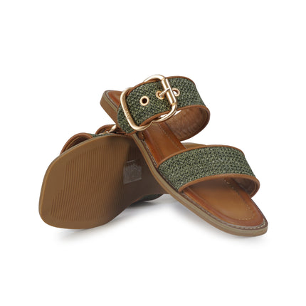 Jeep Sandalo Flat Donna in Tessuto Verde Militare BILOXI SANDAL MILITARY Jeep Footwear 