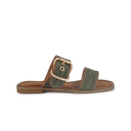 Jeep Sandalo Flat Donna in Tessuto Verde Militare BILOXI SANDAL MILITARY Jeep Footwear 