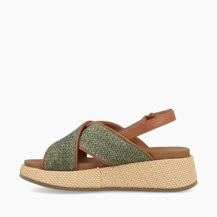 Jeep Sandalo Donna con Zeppa in Tessuto Verde Military Multi KARINA CROSS MILITARY Jeep Footwear 